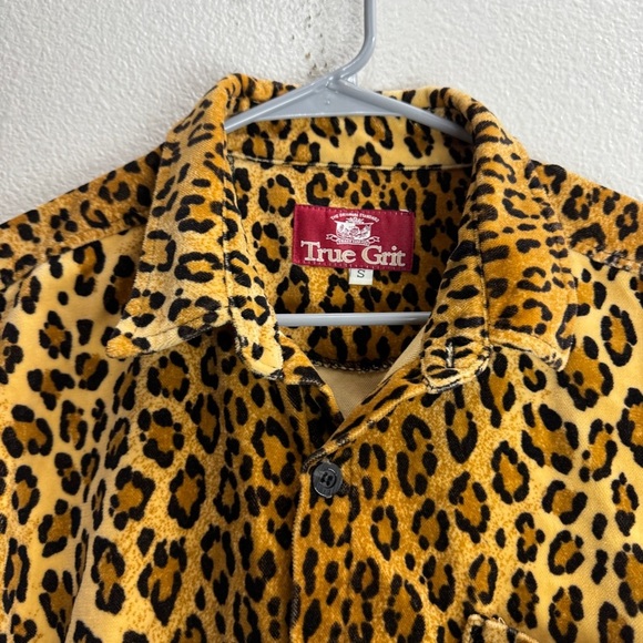 True Grit Vintage Leopard Velvet Button Up Shirt Size Small - Picture 4 of 8